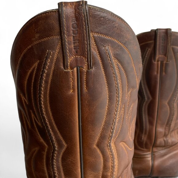 Boulet Brown Leather Western Cowboy Biker Boots Men's 9.5 - Picture 3 of 14